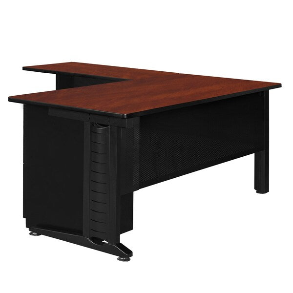 L Shaped Desk, 72 D, 72 W, 29 H, Cherry, Wood|Metal