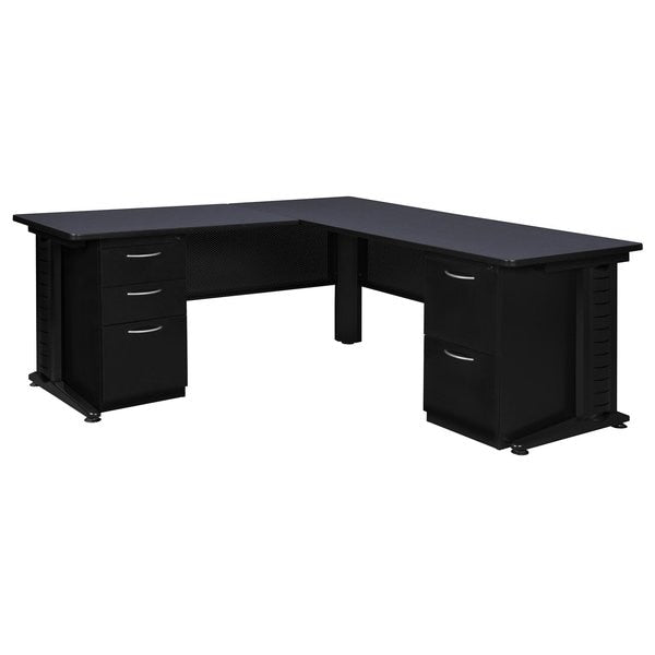 L Shaped Desk, 72 D, 72 W, 29 H, Grey, Wood|Metal