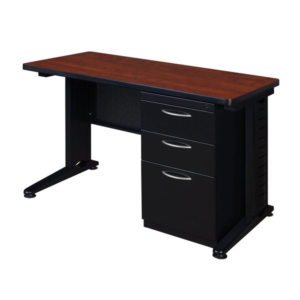 Pedestal Desk, 24 D, 48 W, 29 H, Cherry, Wood|Metal