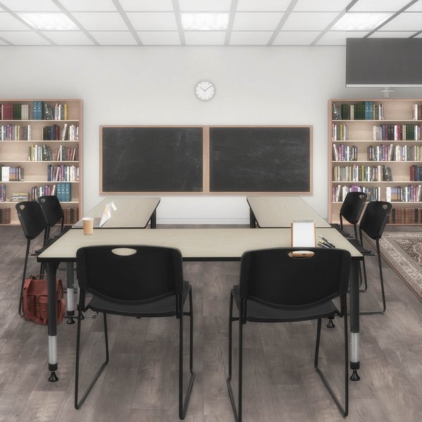 Tables > Height Adjustable > Rectangular Table & Chair Sets, 66 X 24 X 23-34