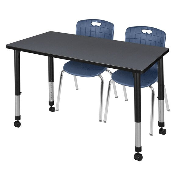 Tables > Height Adjustable > Rectangular Mobile Table & Chair Sets, 48 X 30 X 23-34