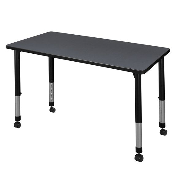 Tables > Height Adjustable > Rectangular Mobile Tables, 48 X 30 X 23-34, Wood|Metal Top