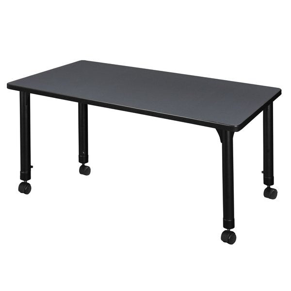 Tables > Height Adjustable > Rectangular Mobile Tables, 48 X 30 X 23-34, Wood|Metal Top