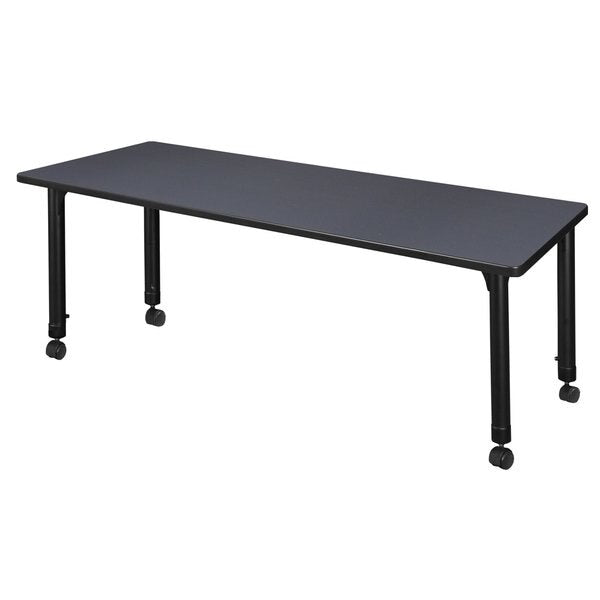 Tables > Height Adjustable > Rectangular Mobile Tables, 60 X 24 X 23-34, Wood|Metal Top