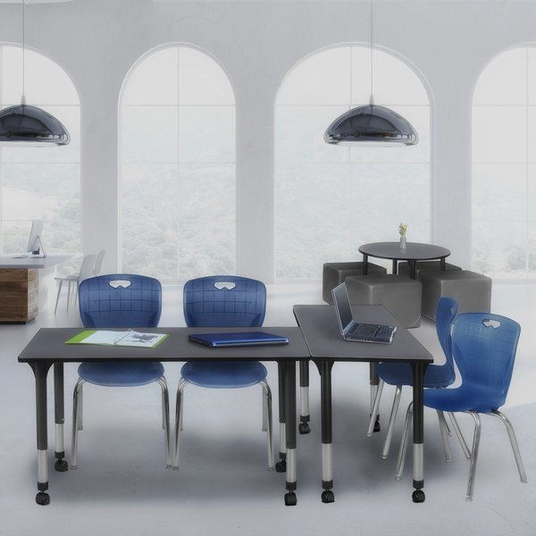 Tables > Height Adjustable > Rectangular Mobile Tables, 60 X 24 X 23-34, Wood|Metal Top