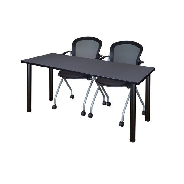 Rectangle Tables > Training Tables > Kee Table & Chair Sets, 60 X 24 X 29, Wood|Metal|Fabric Top