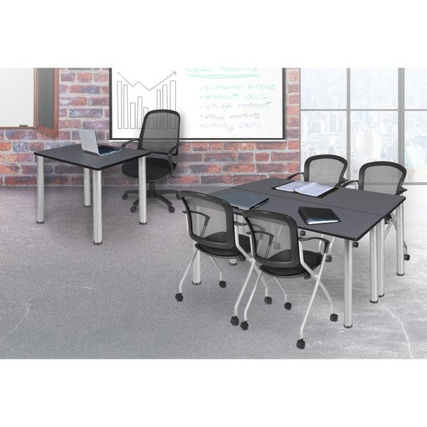 Rectangle Tables > Training Tables > Kee Table & Chair Sets, 60 X 24 X 29, Wood|Metal|Fabric Top