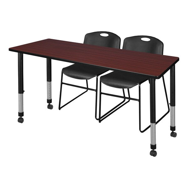 Tables > Height Adjustable > Rectangular Mobile Table & Chair Sets, 60 X 24 X 23-34
