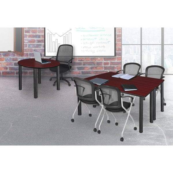 Rectangle Tables > Training Tables > Kee Table & Chair Sets, 60 X 24 X 29, Wood|Metal|Fabric Top