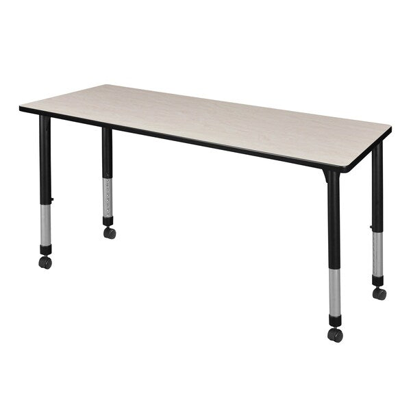 Tables > Height Adjustable > Rectangular Mobile Tables, 60 X 24 X 23-34, Wood|Metal Top