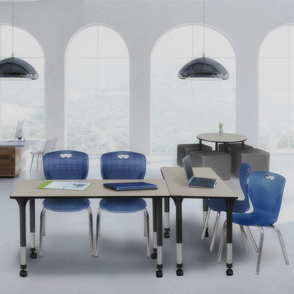 Tables > Height Adjustable > Rectangular Mobile Tables, 60 X 24 X 23-34, Wood|Metal Top