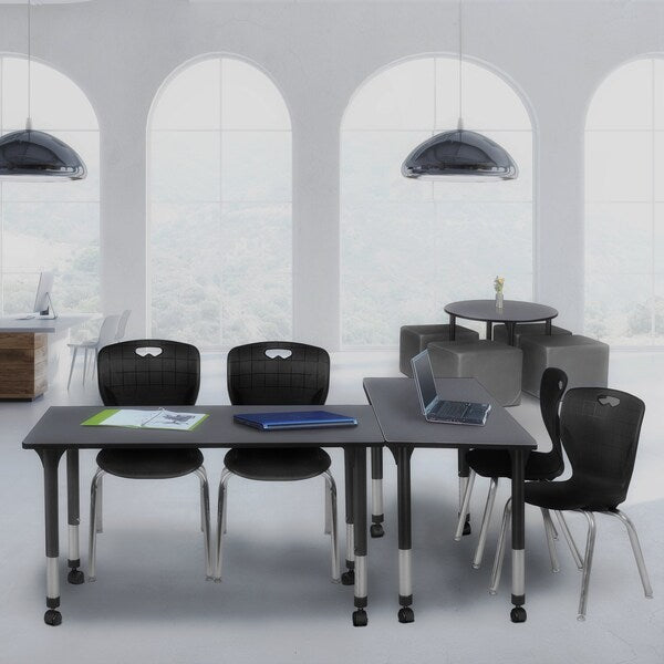 Tables > Height Adjustable > Rectangular Mobile Tables, 60 X 30 X 23-34, Wood|Metal Top