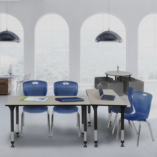 Rectangle Tables > Height Adjustable > Rectangular Classroom Tables, 60 X 30 X 23-34, Maple