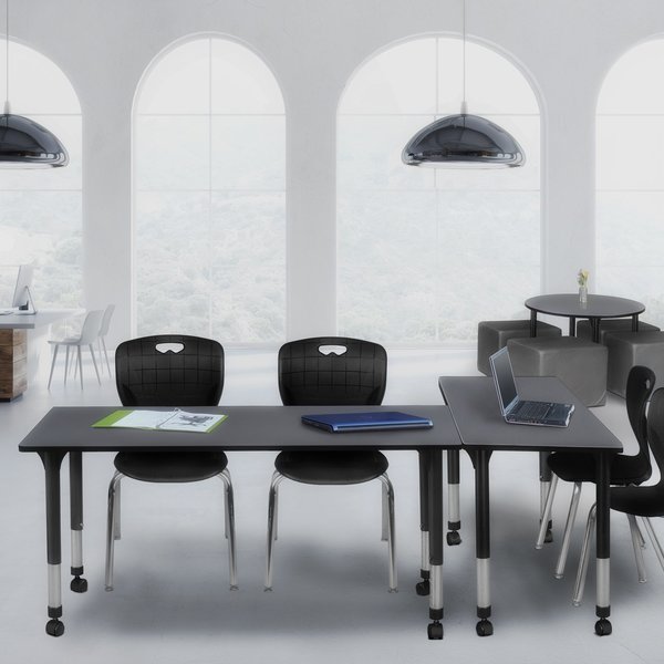 Tables > Height Adjustable > Rectangular Mobile Tables, 66 X 24 X 23-34, Wood|Metal Top