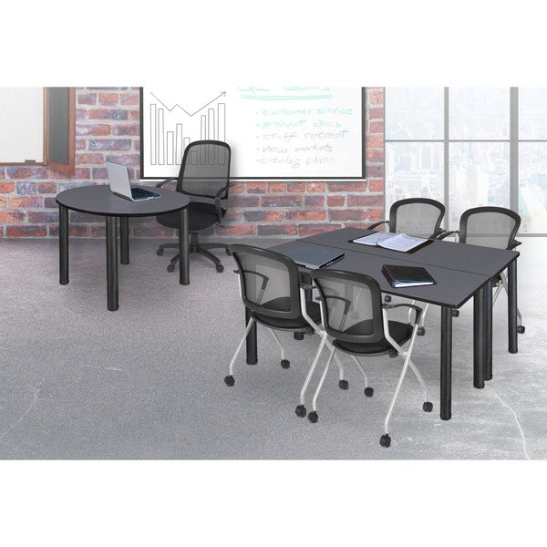 Rectangle Tables > Training Tables > Kee Table & Chair Sets, 66 X 24 X 29, Wood|Metal|Fabric Top