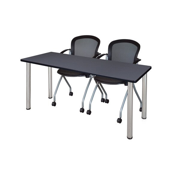 Rectangle Tables > Training Tables > Kee Table & Chair Sets, 66 X 24 X 29, Wood|Metal|Fabric Top