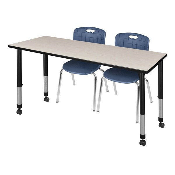 Tables > Height Adjustable > Rectangular Mobile Table & Chair Sets, 66 X 24 X 23-34