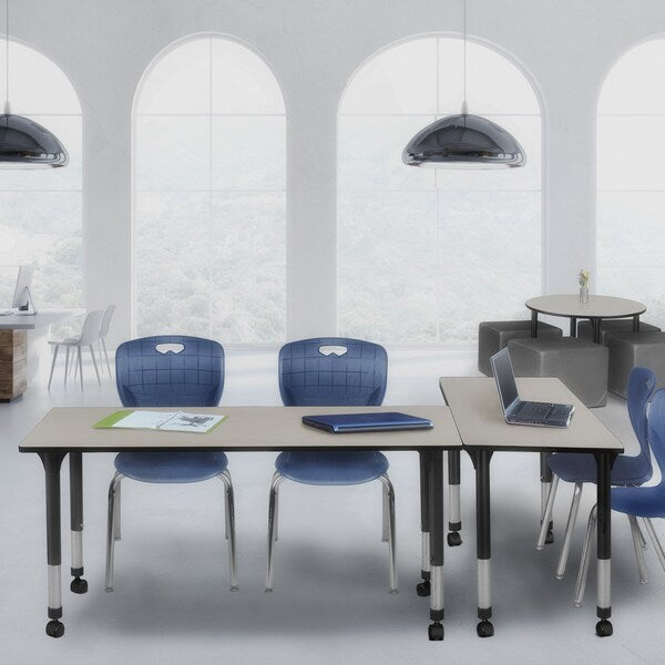 Tables > Height Adjustable > Rectangular Mobile Table & Chair Sets, 66 X 24 X 23-34