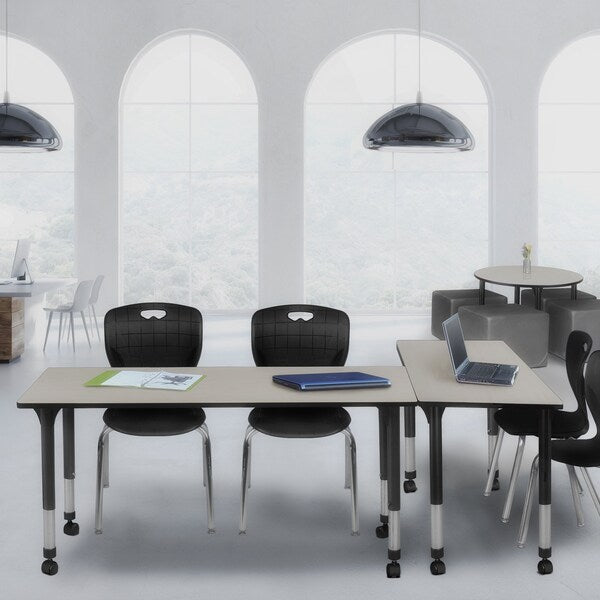 Tables > Height Adjustable > Rectangular Mobile Tables, 66 X 24 X 23-34, Wood|Metal Top