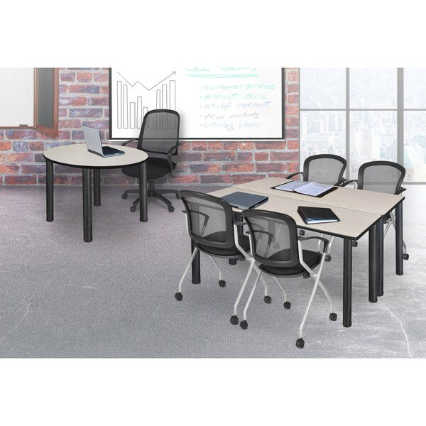 Rectangle Tables > Training Tables > Kee Table & Chair Sets, 66 X 24 X 29, Wood|Metal|Fabric Top