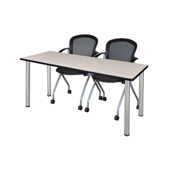 Rectangle Tables > Training Tables > Kee Table & Chair Sets, 66 X 24 X 29, Wood|Metal|Fabric Top