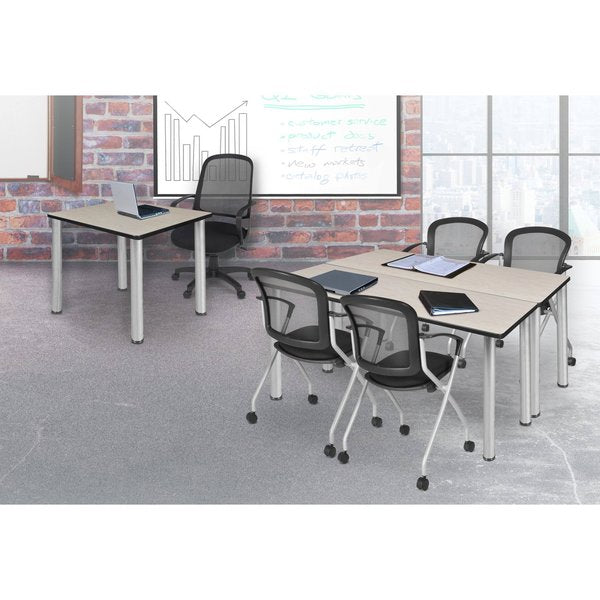 Rectangle Tables > Training Tables > Kee Table & Chair Sets, 66 X 24 X 29, Wood|Metal|Fabric Top