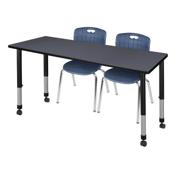 Tables > Height Adjustable > Rectangular Mobile Table & Chair Sets, 66 X 30 X 23-34