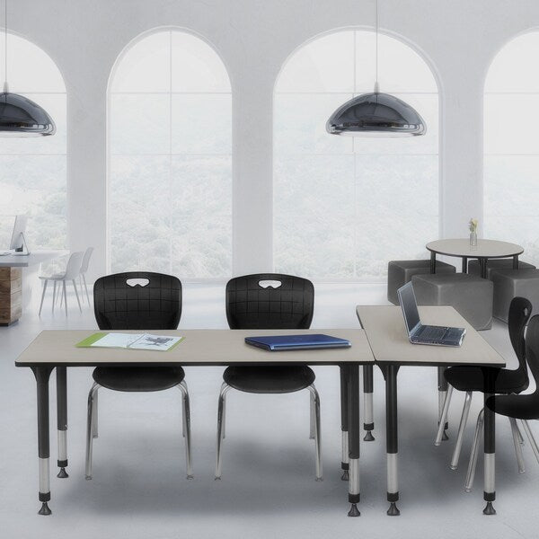 Tables > Height Adjustable > Rectangular Table & Chair Sets, 66 X 30 X 23-34