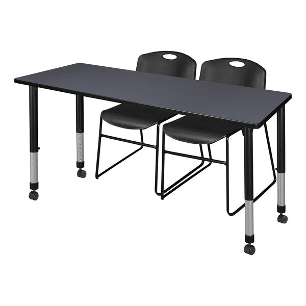 Tables > Height Adjustable > Rectangular Mobile Table & Chair Sets, 72 X 24 X 23-34