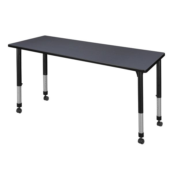 Tables > Height Adjustable > Rectangular Mobile Tables, 72 X 24 X 23-34, Wood|Metal Top