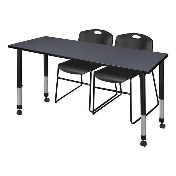 Tables > Height Adjustable > Rectangular Mobile Table & Chair Sets, 72 X 30 X 23-34
