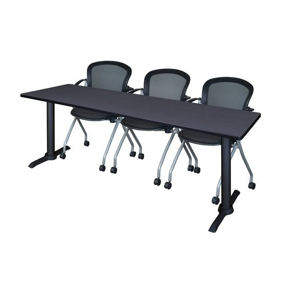 Rectangle Tables > Training Tables > Cain Training Table & Chair Sets, 84 X 24 X 29, Grey
