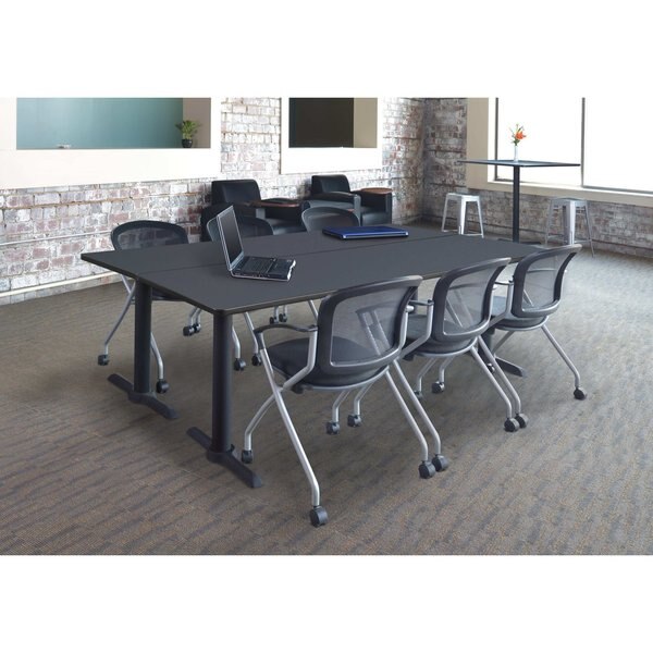 Rectangle Tables > Training Tables > Cain Training Table & Chair Sets, 84 X 24 X 29, Grey
