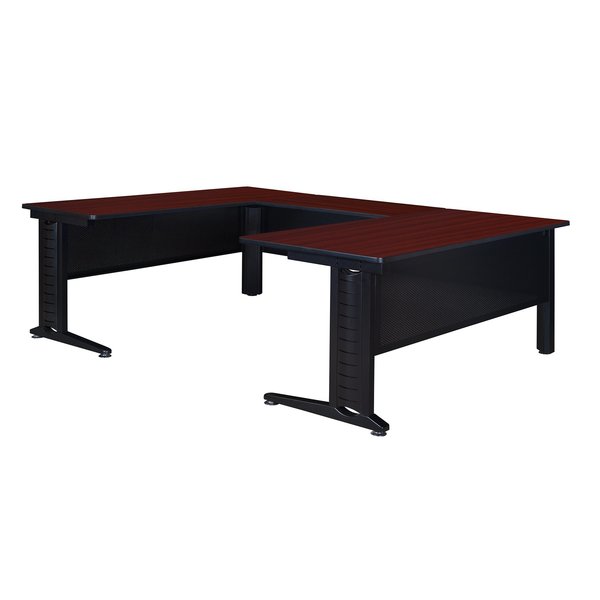 Desk Shell, 96 D, 66 W, 29 H, Mahogany, Wood|Metal