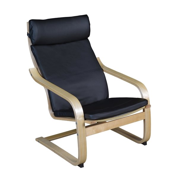 Seating > Side & Guest > Bentwood Lounge Chairs, 26.5 W 31 L 36 H, Wood|Bonded Leather Seat