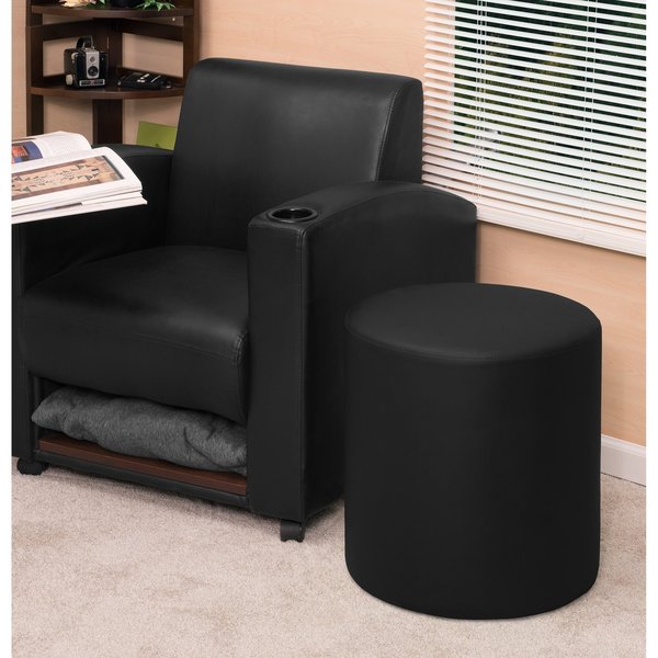 Logan Round Ottoman, Black