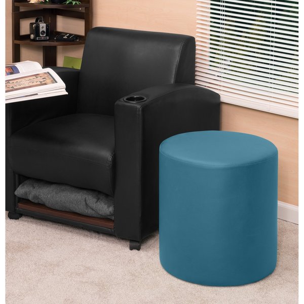Logan Round Ottoman, Peacock Teal