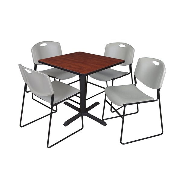 Square Tables > Breakroom Tables > Cain Square Table & Chair Sets, 30 W, 30 L, 29 H, Cherry