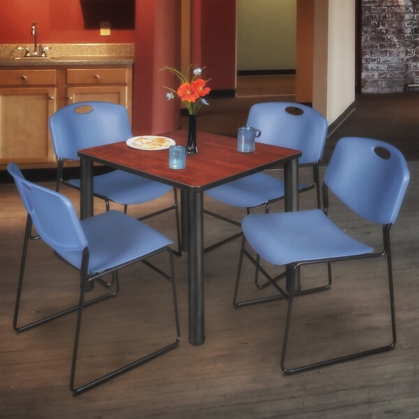 Square Tables > Breakroom Tables > Kee Square Table & Chair Sets, 30 W, 30 L, 29 H, Cherry