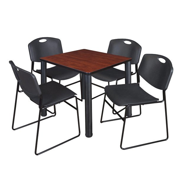 Square Tables > Breakroom Tables > Kee Square Table & Chair Sets, 30 W, 30 L, 29 H, Cherry