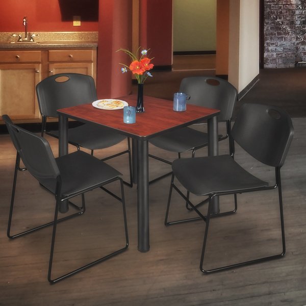 Square Tables > Breakroom Tables > Kee Square Table & Chair Sets, 30 W, 30 L, 29 H, Cherry