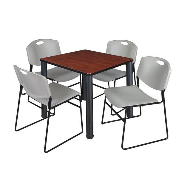 Square Tables > Breakroom Tables > Kee Square Table & Chair Sets, 30 W, 30 L, 29 H, Cherry