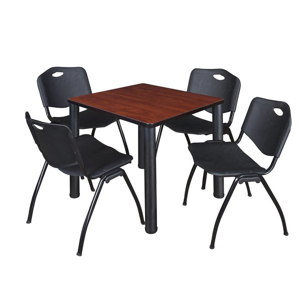 Square Tables > Breakroom Tables > Kee Square Table & Chair Sets, 30 W, 30 L, 29 H, Cherry