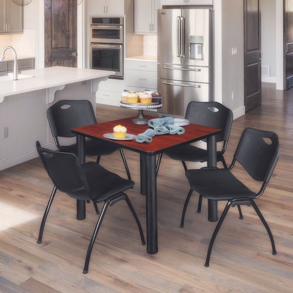 Square Tables > Breakroom Tables > Kee Square Table & Chair Sets, 30 W, 30 L, 29 H, Cherry