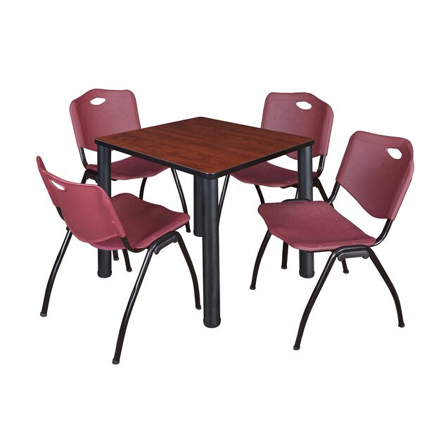 Square Tables > Breakroom Tables > Kee Square Table & Chair Sets, 30 W, 30 L, 29 H, Cherry