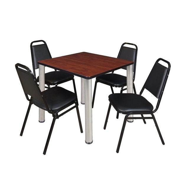 Square Tables > Breakroom Tables > Kee Square Table & Chair Sets, 30 W, 30 L, 29 H, Cherry