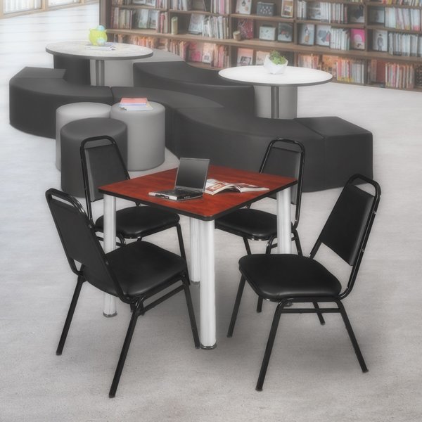 Square Tables > Breakroom Tables > Kee Square Table & Chair Sets, 30 W, 30 L, 29 H, Cherry