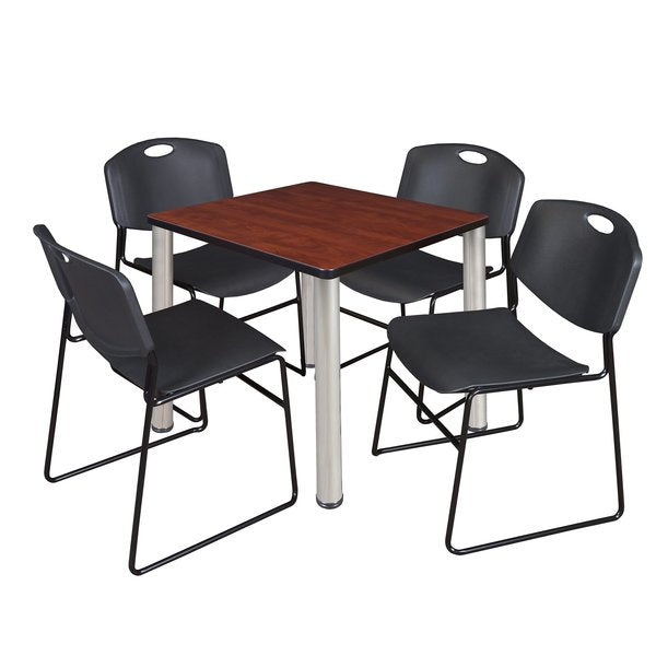 Square Tables > Breakroom Tables > Kee Square Table & Chair Sets, 30 W, 30 L, 29 H, Cherry