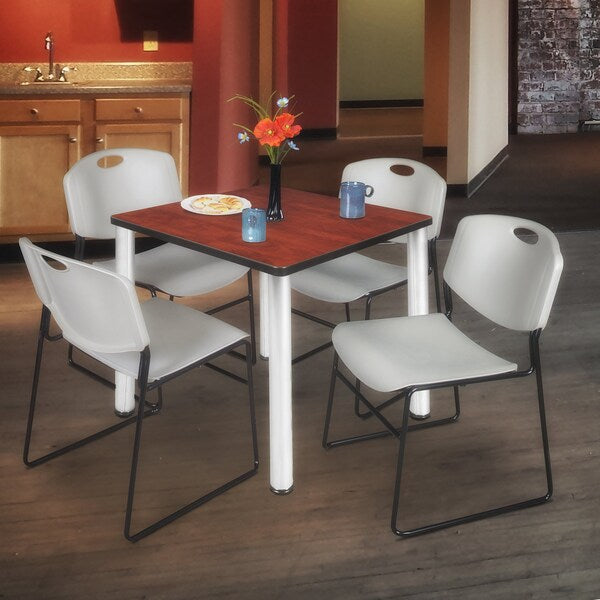 Square Tables > Breakroom Tables > Kee Square Table & Chair Sets, 30 W, 30 L, 29 H, Cherry
