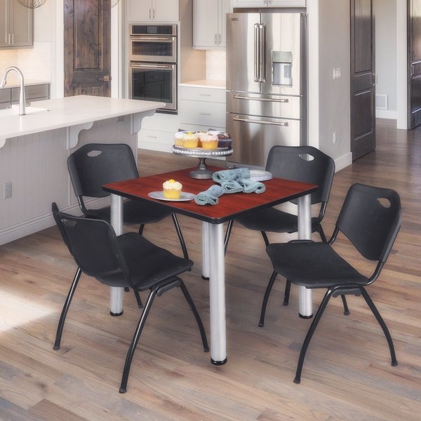 Square Tables > Breakroom Tables > Kee Square Table & Chair Sets, 30 W, 30 L, 29 H, Cherry